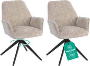 Esszimmerstuhl Beige 360° Drehbar – Chenille – Produktansicht