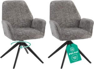 Esszimmerstuhl Dunkelgrau 360° Drehbar – Chenille – Produktansicht
